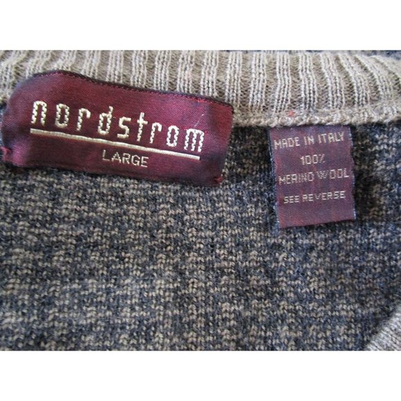 Vintage Nordstrom Black Tan Houndstooth Sweater Merino Wool Mens Lg Italy - Picture 5 of 16